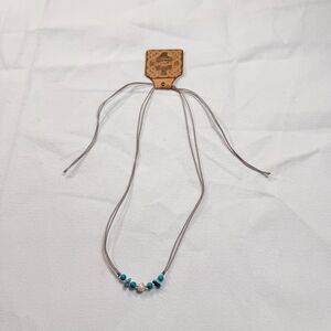 Handmade Turquoise Style Freshwater Pearl Cord Choker Necklace Tie Back Boho